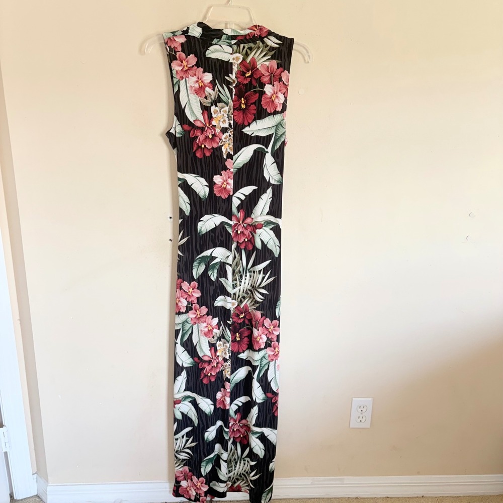 Tommy Bahama Hibiscus Tropical Floral Sleeveless Maxi Dress Small Black - Picture 15 of 16